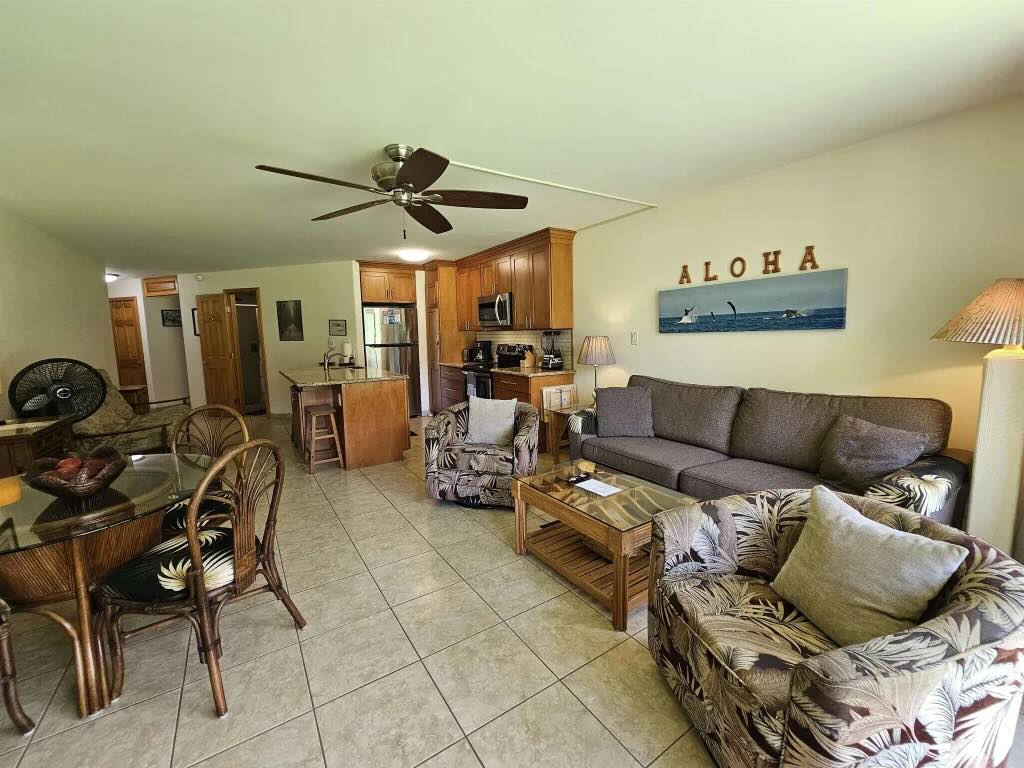 Ground-floor Maui Sunset A103 condo with tropical garden views in Kihei