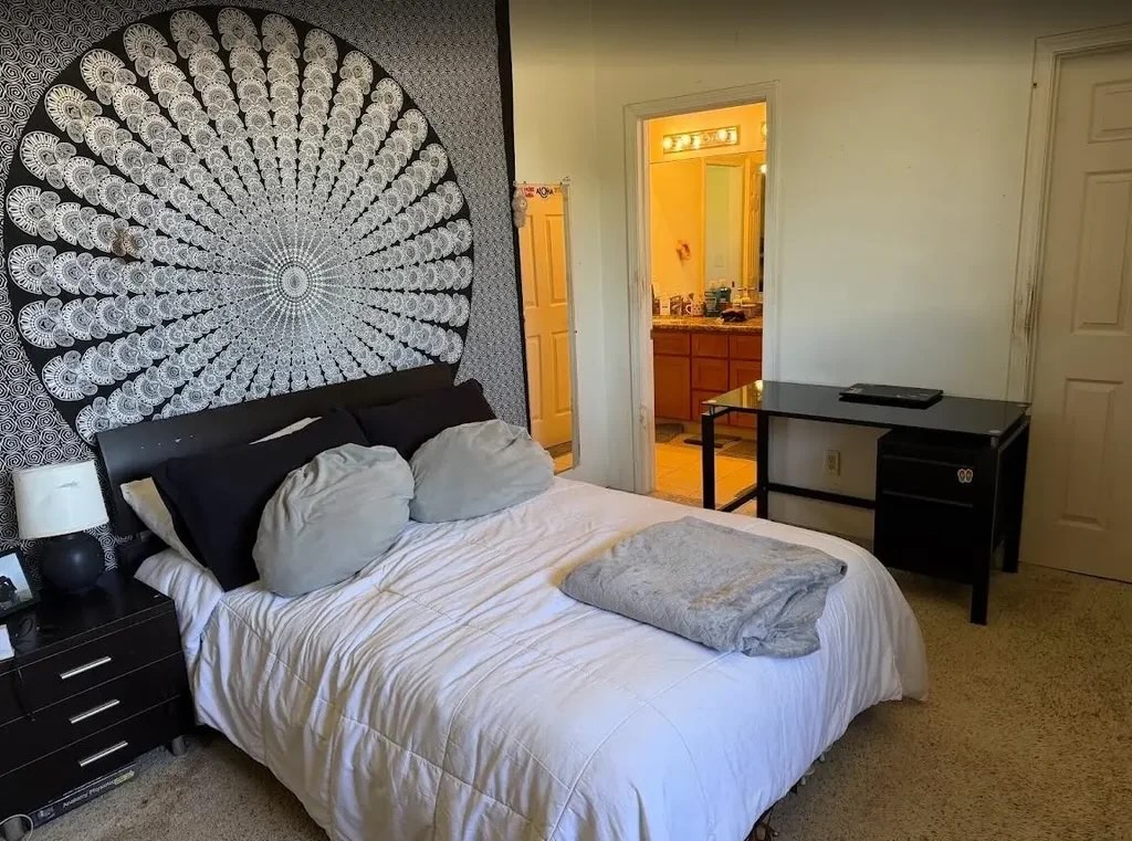 One of six bedrooms inside the spacious Maui Lani residence at 10 Kamaiki Circle