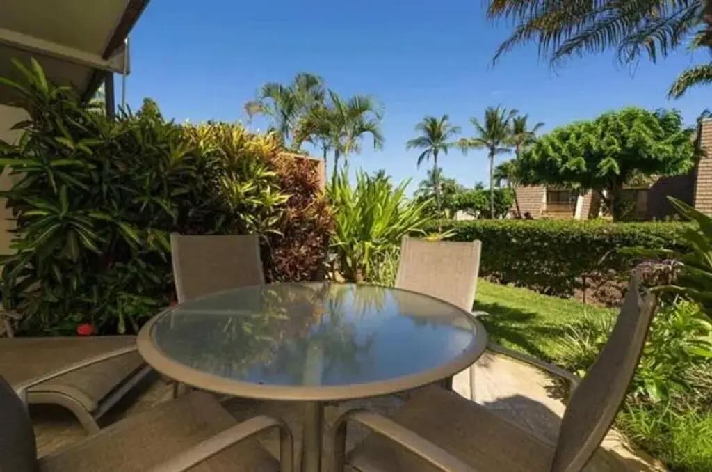 Updated living room inside Maui Kamaole F-102 in South Kihei
