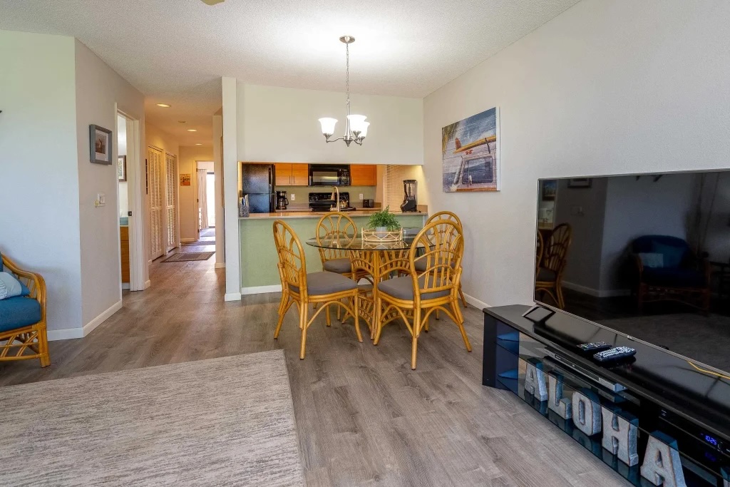 Kitchen with bamboo cabinet doors at Maui Kamaole G101