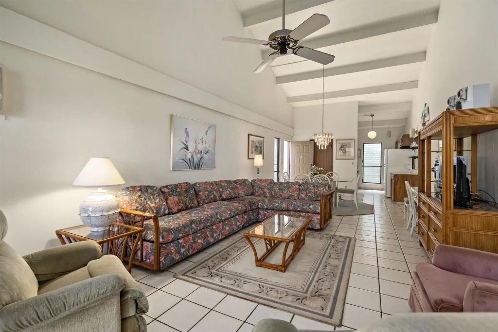 Living area inside Maui Hill Unit 100 condo for sale in Kihei