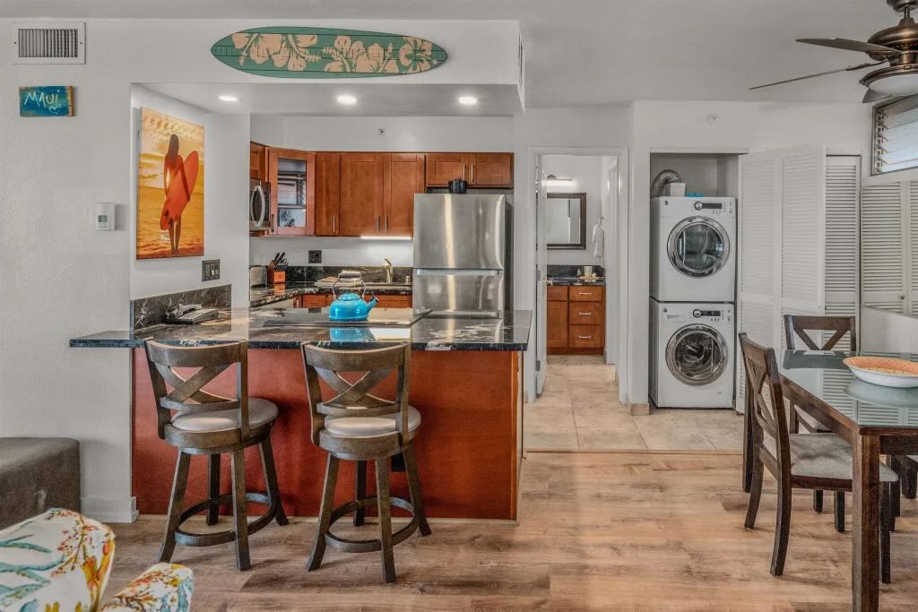 Updated kitchen with contemporary finishes inside Royal Kahana 1215