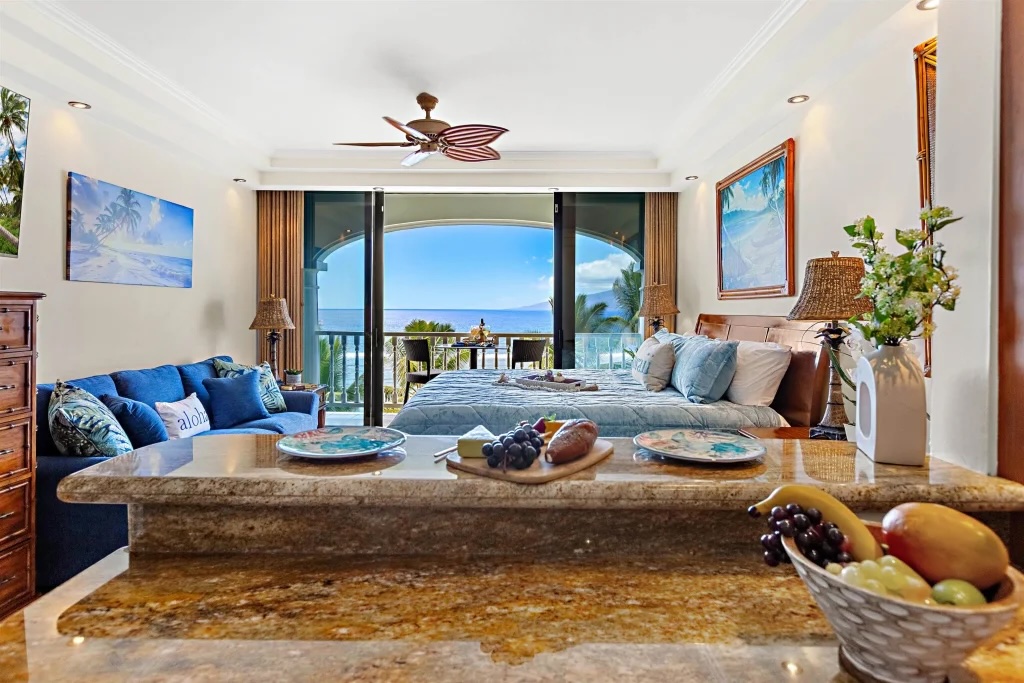 Ocean view from 475 Front St #635 at Lahaina Shores looking toward Lanai